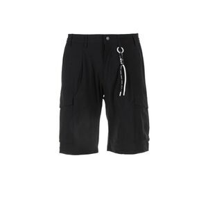 PEOPLE OF SHIBUYA Men's Pleated Cargo Shorts with Utility Detail Men BLACK Pants